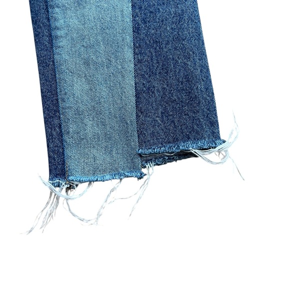 Levi’s 501 Two-Tone Patchwork Jeans W25 L30 High Rise Straight Leg Raw Hem Y2K - Picture 5 of 16